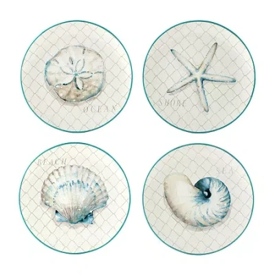 Certified International Ocean View 4-pc. Earthenware Dinner Plate In Blue