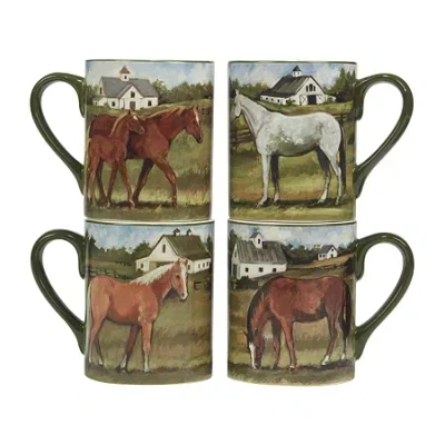 Certified International York Stables 4-pc. Coffee Mug In Green