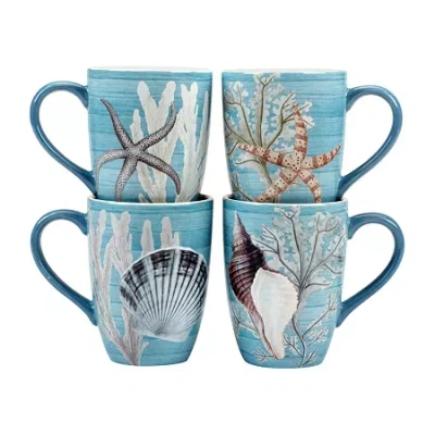 Certified International Beyond The Shore 4-pc. Coffee Mug In Blue