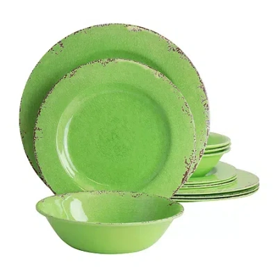 Gibson 12-pc. Melamine Dinnerware Set In Green