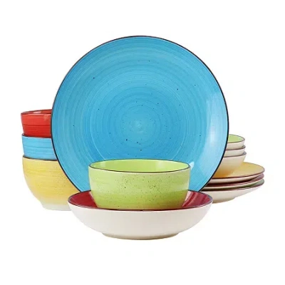 Elama Sebastian 12-pc. Stoneware Dinnerware Set In Multi