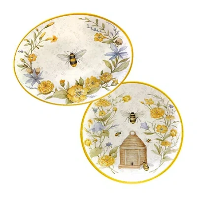 Certified International Bee Sweet Platter 2-pc. Serving Set In Yellow