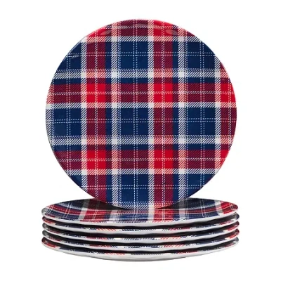 Certified International Patriotic Plaid 6-pc. Melamine Salad Plate In Red