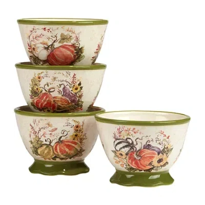 Certified International Harvest Morning 4-pc. Earthenware Ice Cream Bowl In Sand