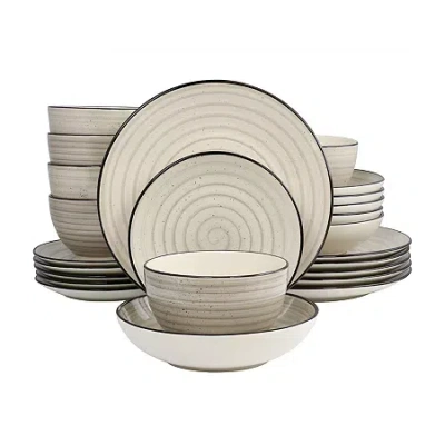 Elama Gia 24-pc. Stoneware Dinnerware Set In White