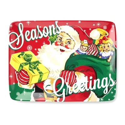 Certified International Santa's Retro Christmas Rectangular Platter In Multi