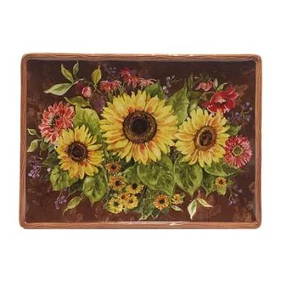 Certified International Harvest Blessings Rectangular Platter In Brown