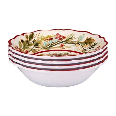 Certified International Christmas Gatherings 4-pc. Earthenware Ice Cream Bowl In White