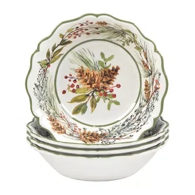 Certified International Winter Forest 4-pc.melamine Ice Cream Bowl In White