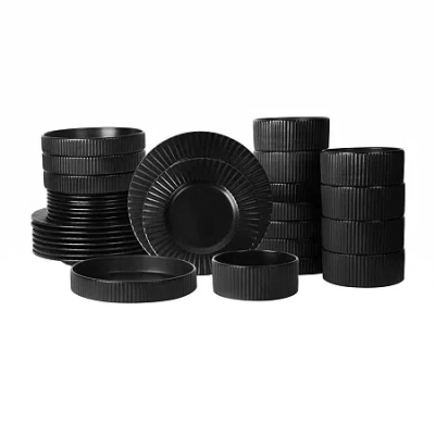 Christian Siriano New York Lusso 32-pc. Stoneware Dinnerware Set In Black