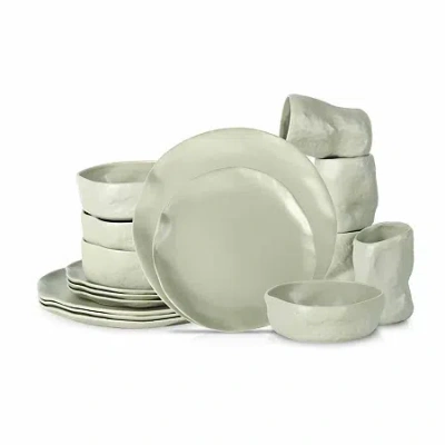 Stone By Mercer Project Atik 16-pc. Stoneware Dinnerware Set In Gray