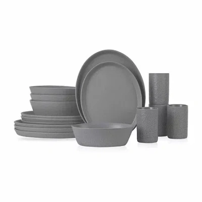 Stone By Mercer Project Katachi 16-pc. Stoneware Dinnerware Set In Gray