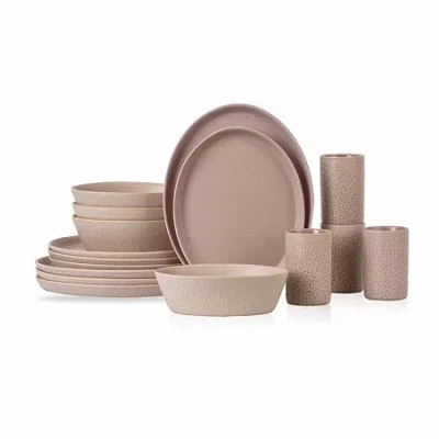 Stone By Mercer Project Katachi 16-pc. Stoneware Dinnerware Set In Pink