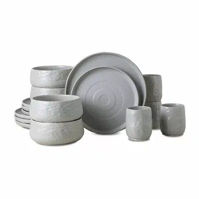 Stone By Mercer Project Shosai 16-pc. Stoneware Dinnerware Set In Gray
