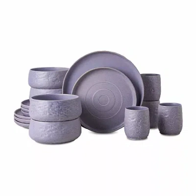 Stone By Mercer Project Shosai Set Of 16-pc. Stoneware Dinnerware Set In Purple