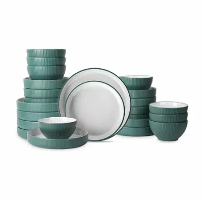 Christian Siriano New York Larosso Set Of 24-pc. Stoneware Dinnerware Set In Green