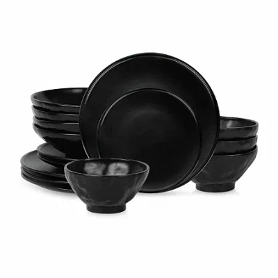 Stone By Mercer Project Nendo 16-pc. Stoneware Dinnerware Set In Black