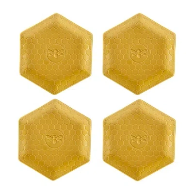 Certified International French Bees 4-pc. Earthenware Dinner Plate In Yellow