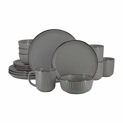 Elama Leo 16-pc. Stoneware Dinnerware Set In Gray