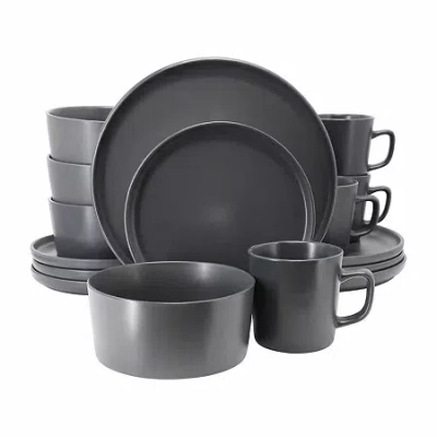 Elama Luxmatte 16-pc. Stoneware Dinnerware Set In Gray