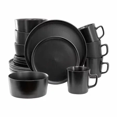 Elama Luxmatte 16-pc. Stoneware Dinnerware Set In Black