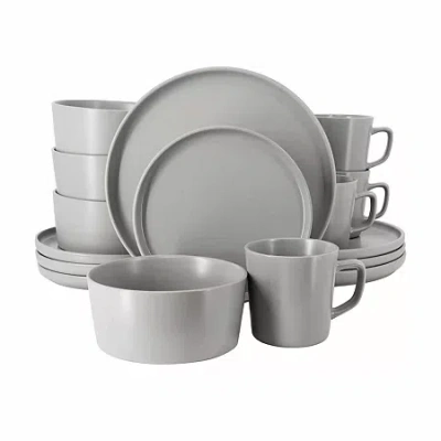 Elama Luxmatte 16-pc. Stoneware Dinnerware Set In Gray