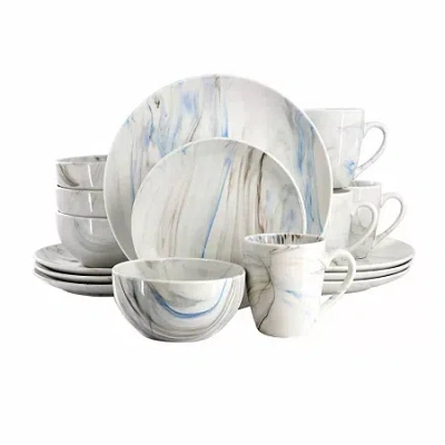 Elama Fine Marble 16-pc. Porcelain Dinnerware Set In Blue