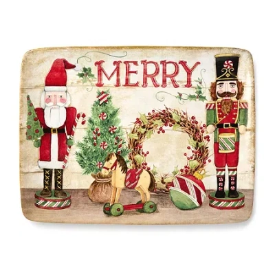 Certified International Nutcracker Parade Ceramic Serving Platter In Red