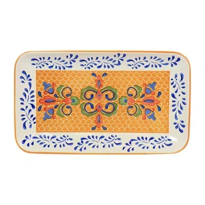 Gibson Serving Hand Painted Tierra Stoneware Serving Platter In Multi