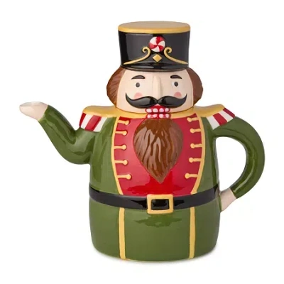 Certified International Nutcracker Parade Ceramic Teapot In Red