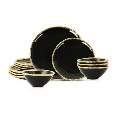 Christian Siriano New York Akoya 4-pc. Porcelain Dinnerware Set In Black