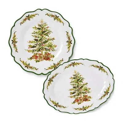 Certified International Holly Tree 2-pc. Serving Platter Set In White