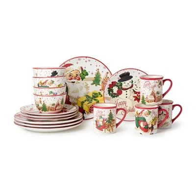 Certified International Santa's Retro Christmas 16-pc. Ceramic Dinnerware Set In Red