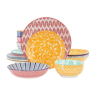 Elama Giovanna 16-pc. Porcelain Dinnerware Set In Multi