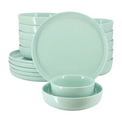 Elama Duncan 18-pc. Porcelain Dinnerware Set In Green