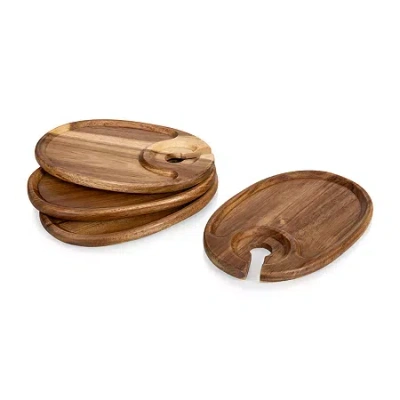 Picnic Time Wood 4-pc. Appetizer Plate In Brown