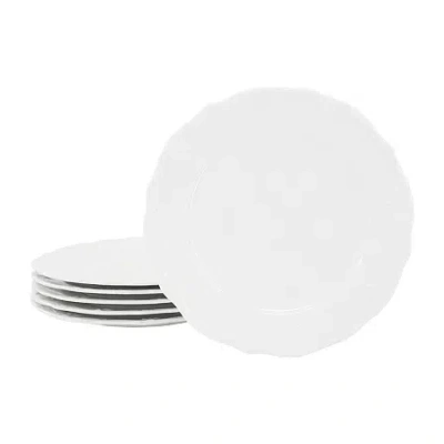 Elama Henryi 6 Piece 8.75 Inch Porcelain Salad Plate Set In White