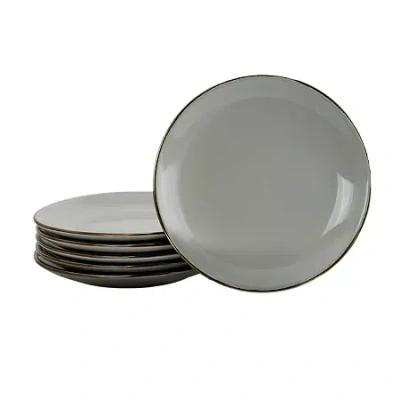 Elama Tahitian Sand 6-pc. Stoneware Salad Plate In Gray