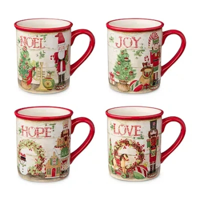 Certified International Nutcracker Parade 4-pc. Holiday Coffee Mug In Red