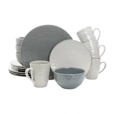 Elama Tahitian Pearl 16-pc. Stoneware Dinnerware Set In Gray