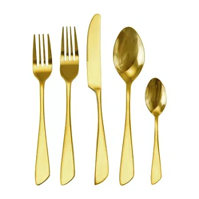 Megachef Gibbous 20-pc. 18/10 Stainless Steel Flatware Set In Yellow