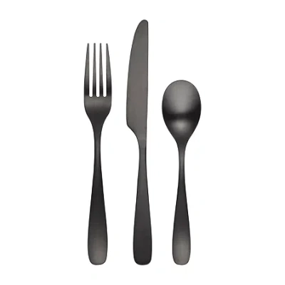 Cambridge Silversmiths Cambridge Eliana Black Satin 12-pc. Flatware Set In Black