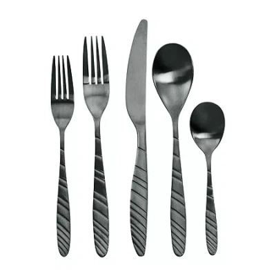 Megachef La Vague 20-pc. 18/10 Stainless Steel Flatware Set In Black