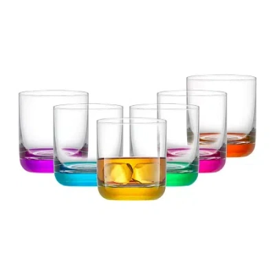 Joyjolt Hue Colored 6-pc. Whiskey Glass Double Old Fashioned In Multi