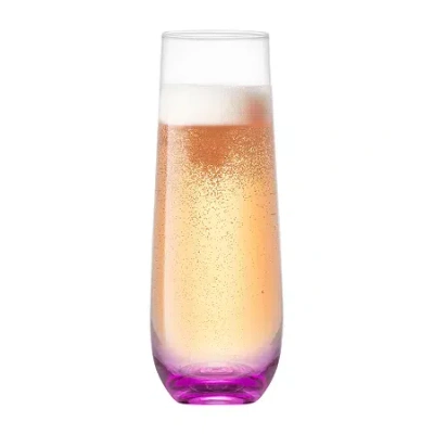 Joyjolt Hue Colored Stemless Glass - 9.4 oz - Set Of 6 Champagne Flutes In Multi