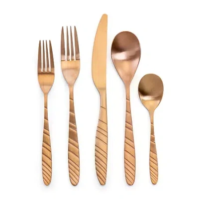 Megachef La Vague 20-pc. 18/10 Stainless Steel Flatware Set In Yellow