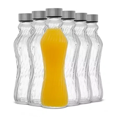 Joyjolt Fluted Glass Spring Water Bottle In White