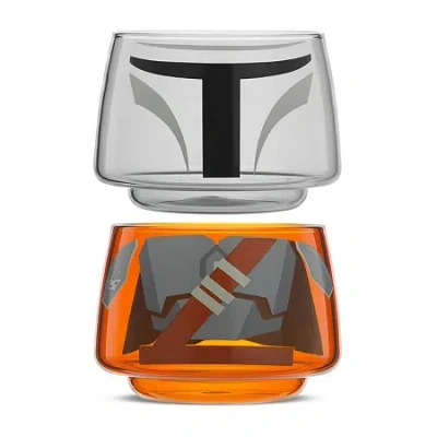 Joyjolt The Mandalorian Stackable Glasses 2-pc. Drinkware Set In White