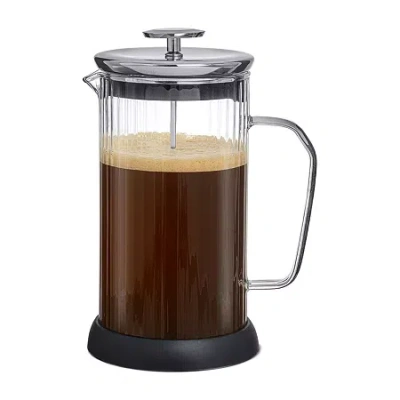 Joyjolt Fluted Glass French Press Beverage Dispenser In White