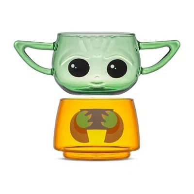 Joyjolt Grogu Stackable Glasses 2-pc. Drinkware Set In White